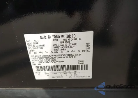 2018 Ford Police Interceptor z USA, uszkodzony, nr VIN 1FM5K8AR7JGA46392